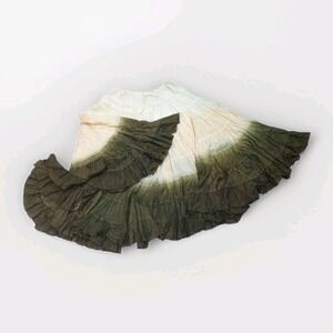 Bohemian Ombre Style Tiered cotton Maxi Skirt Boho Cottage Elastic Waist